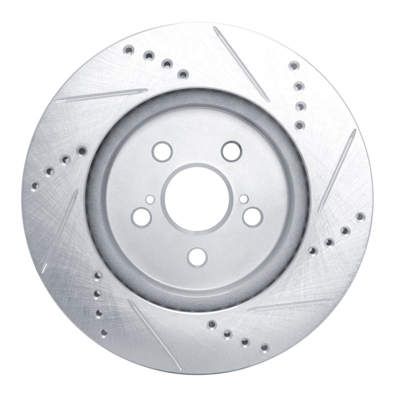 Toyota Corolla Brake Rotor (1) - Front Left - R1 Concepts - Drilled & Slotted - Silver - `19-`25